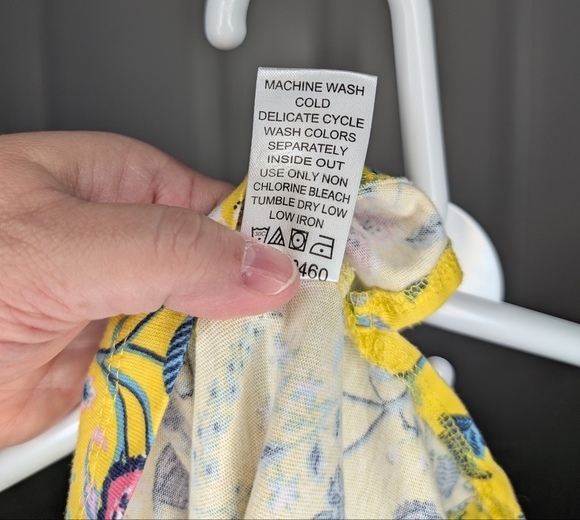 Woman Within Women's Size 3X 30/32 Yellow Floral Round Neck Short Sleeve T-Shirt - Picture 6 of 6